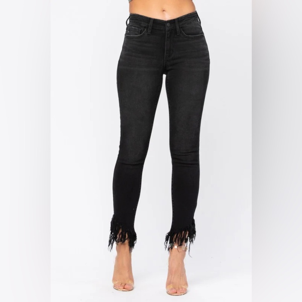 Brooklyn karma Black Fringe Hem Flare Jeans